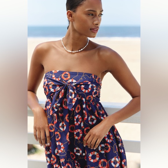 Anthropologie Celandine Cotton Sleeveless Bow-Front Mini Dress - Picture 3 of 4